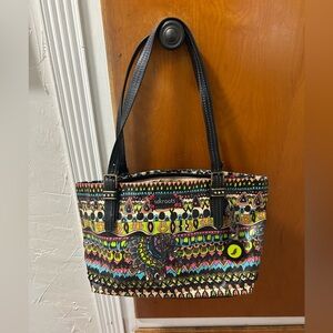 Sakroots Colorful Patterned Tote with Black Handles